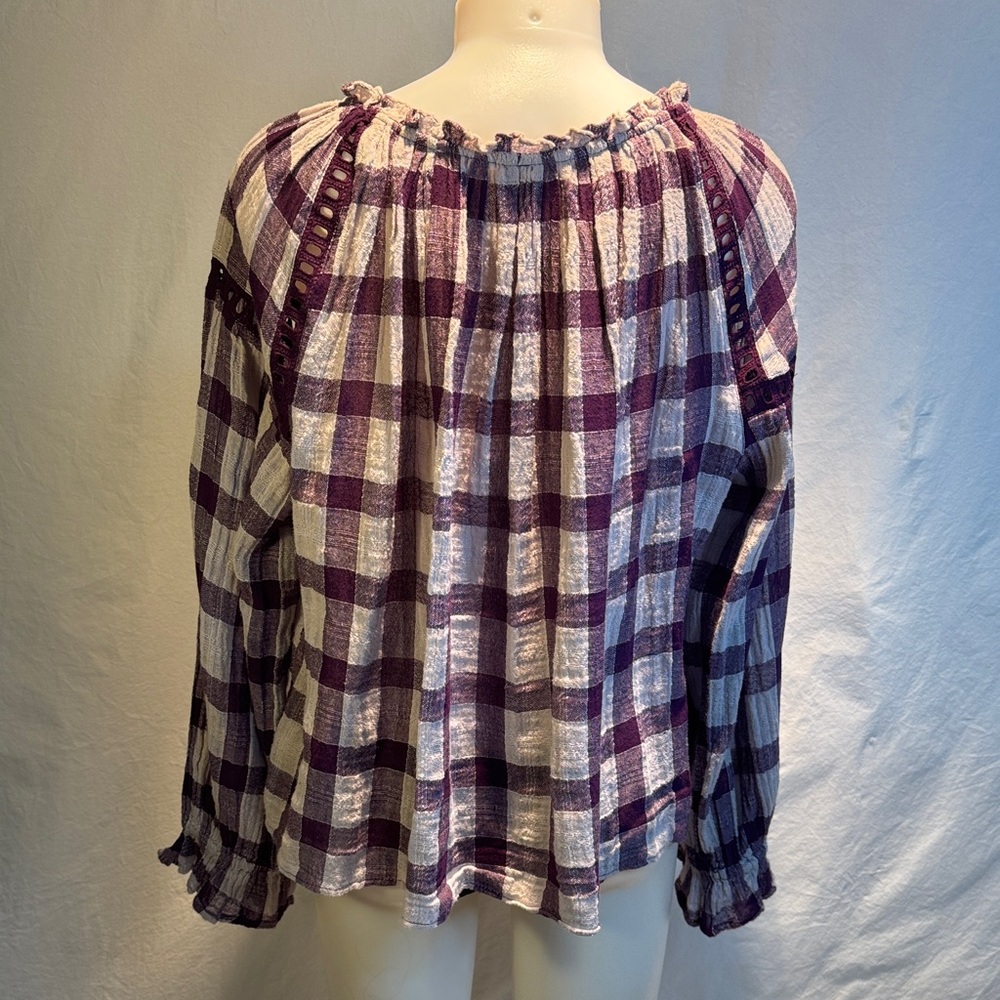 Free People Purple Checkered Blouse - Picture 5 of 11